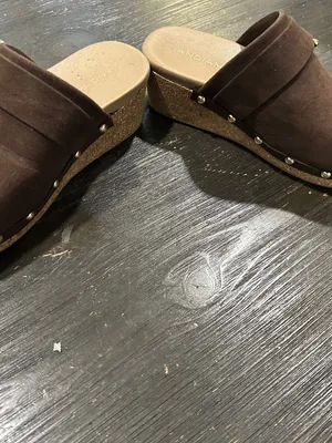 Andiamo Women's Brown Suede Mule with Decorative Buckle 6.5 wide thumbnail 7