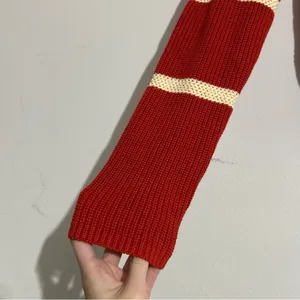 Banana Republic Factory Red White Striped Cotton Knit Crewneck Sweater Large thumbnail 4