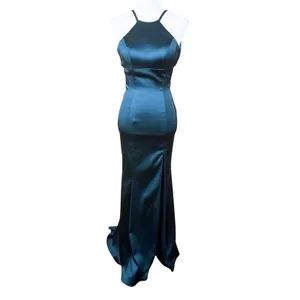 Sherri Hill Formal Gown Size 00 Teal Satin Open Back High Slit Prom Dress Party thumbnail 3