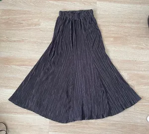 Silky Slate Grey Pleated Maxi Skirt Gray Size M thumbnail 1