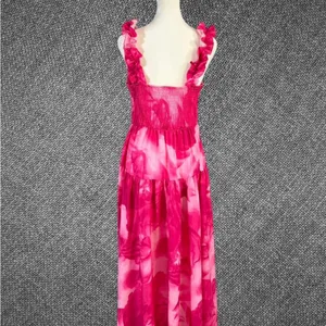 Pink And White Floral Ruffle Strap Dress thumbnail 7