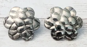 Vintage Earrings For Pierced Ears - Large Silver Tone - Tarnished thumbnail 1