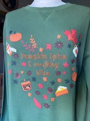 Feeling Festive Pumpkin Spice Waffle Knit Long Sleeve Top thumbnail 2