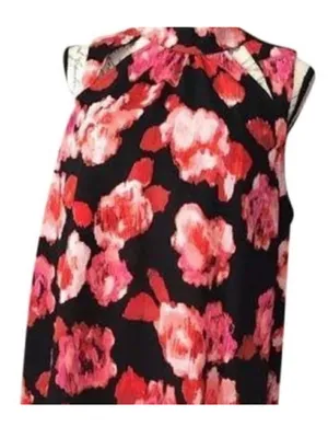Gianni Bini Black One-Shoulder Halter Dress with Pink & Red Floral thumbnail 4