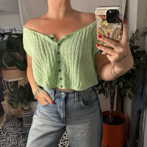 Anthropologie Pilcro Women's Cropped Cable Knit Sweater Top Sage Green Small thumbnail 2