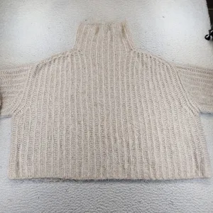 Free People Fluffy Fox Chunky Ribbed Mock Neck Sweater Cream Small OB848217‎ thumbnail 3