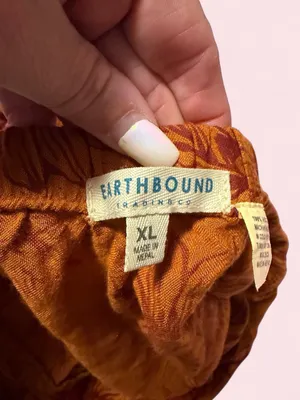 EARTHBOUND Rust Floral Wide-Leg Drawstring Pants thumbnail 3