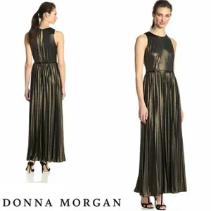 Donna Morgan Gold/Bronze Metallic Sleeveless Formal Maxi Dress thumbnail 2