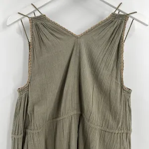 Apiece Apart Daphne Midi Dress Size 6 Embroidered Trim 100% Cotton Boho Bohemian thumbnail 6