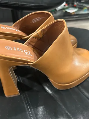 Rouge Women's Tan Leather Mule heel Slides thumbnail 2