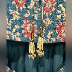 Free People Sacha Mini Babydoll‎ Dress Blue Pink Floral Open Back Boho Small New thumbnail 8