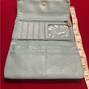 Pebbled Light Blue Leather Fold thumbnail 2