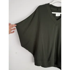 Lou & Grey Signature Soft Wetland Green V-Neck Poncho Sweater Knit Top Women's S thumbnail 4