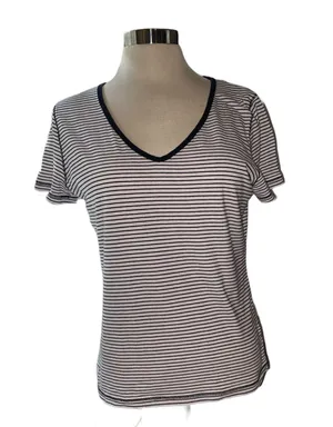 T-shirt short sleeve V-neckline stripes size small NWT thumbnail 1