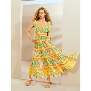 NWT!! CHELSEA & VIOLET Cecily Maxi Dress Yellow Floral Vacation Tiered X-Small thumbnail 4