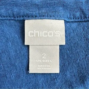 Chico’s 100% Linen Blue Stretch Henley Short Sleeves Tee, Sz Large thumbnail 8