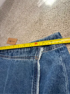 NEW! Natural Life Denim Wrap Style Crossover Frayed Hem Cotton Mini Skirt Medium thumbnail 8