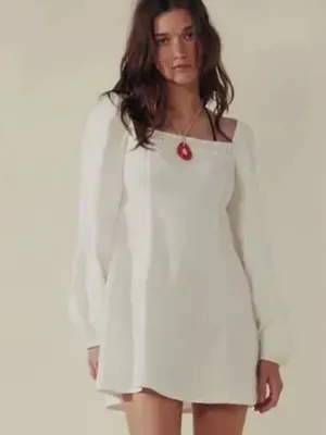 Free People Forget Me Not white puff sleeve mini dress size XS boho clean girl thumbnail 2