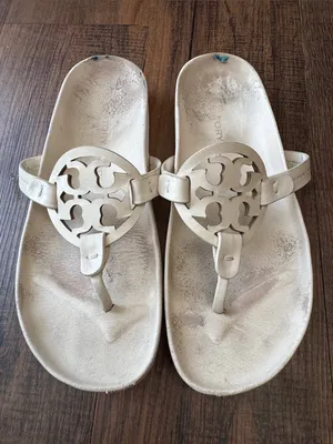 Tory Burch white  Logo Thong Sandals thumbnail 1