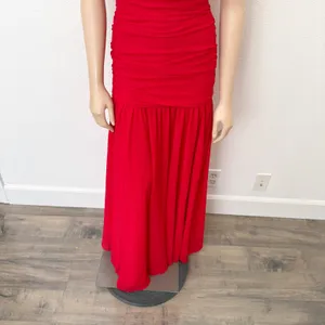 [Anthropologie] Bardot Red Mave Halter Neck Maxi Dress Low Back Ruched Slit 12 thumbnail 11