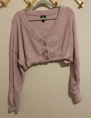 BDG Pink Cropped Cardigan Sweater size Large thumbnail 1