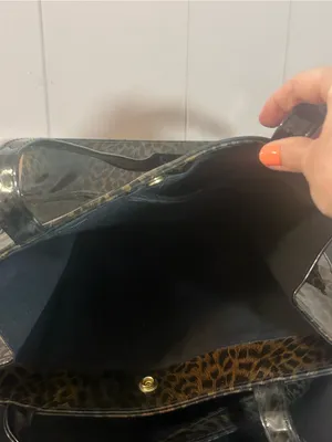 Chateau Leopard Print Patent Tote in Brown and Black thumbnail 3