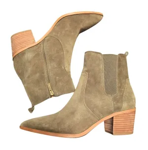 Franco Sarto Women's Sienne Green Suede Pointed‎ Toe Ankle Boots Size 8.5 thumbnail 1