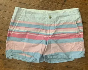 Columbia vintage pink striped 80’s flat front PFG 8 shorts thumbnail 1