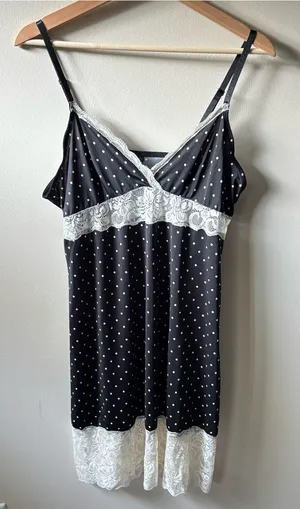 Black and White Polkadot Lingerie Dress thumbnail 1