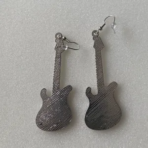 Electric guitar silver plated pink‎ dangle drop earrings faux fashion jewelry thumbnail 7