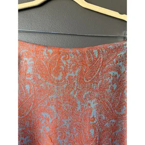 Orange and Turquoise Paisley Patterned Scarf with Fringe thumbnail 3
