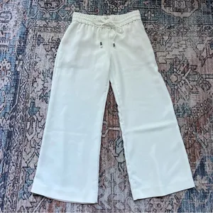 Alice + Olivia White Benny Crepe Cropped Drawstring Pants Size 0 thumbnail 8
