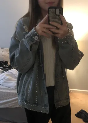 POL Oversized Boutique Studded Jean Jacket thumbnail 3