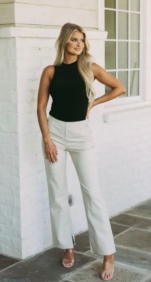 These Three Boutique Beige Leather Pants thumbnail 4