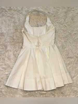 NEW HOUSE OF CB Sasha Halter white cotton Minidress Sz L thumbnail 5