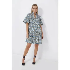 Tuckernuck Golden Medallion Crawford Dress Size Large Blue Cotton Mini thumbnail 3