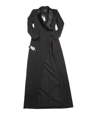 NWT BCBG MaxAzria Luciano Tuxedo Gown in Black Coat Jacket Dress 4 $498 thumbnail 5