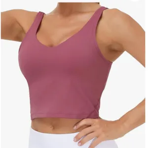 Pink Workout Cropped Align Tank Longline Sports Bra Rose Red Women S thumbnail 2
