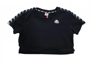 KAPPA Womens Cropped Top T shirt Size Small Black Knit Athletic Active jogger thumbnail 1
