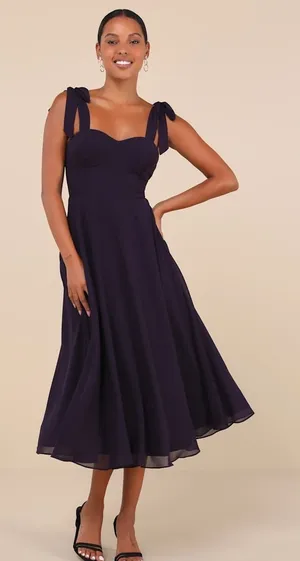 NWT Lulus Sophisticated Charisma Purple Tie-Strap A-Line Midi Dress Wedding XS thumbnail 1