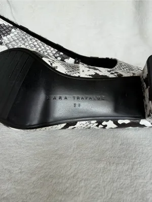 Zara women shoes 36/US 7.5 Snake Print Block Heels Pumps New No Box thumbnail 10