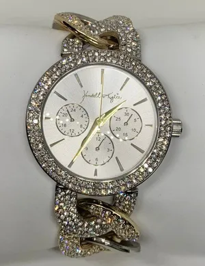 Kendall Kylie women’s watch gold silver tone 37mm rhinestones up to 6.5” running thumbnail 1