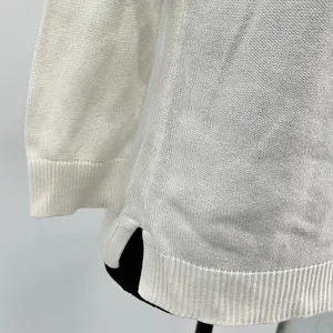 Ralph Lauren Lace Knit Top Womens M 3/4 Sleeve Sweater Quiet Luxury Costal White thumbnail 6