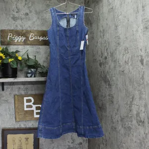 NWT 1. STATE Womens Scoop-Neck Sleeveless Denim Dress DS93397692AI Blue Quart XS thumbnail 4