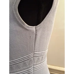 Eliza J Baby Blue Knit Off-The-Shoulder Fit & Flare Dress Pointelle Ribbed thumbnail 5