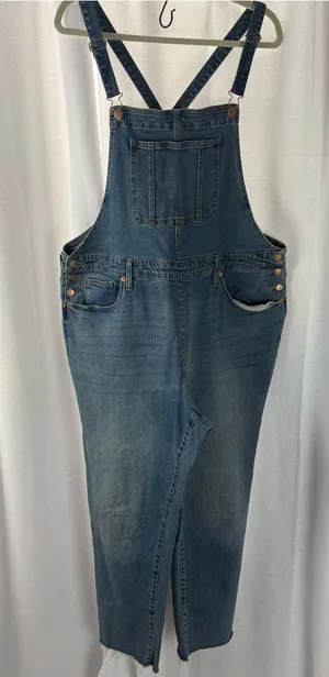 Universal Thread Denim Overalls Medium Blue Wash 18 Plus Size 34 Raw Hem Bibs thumbnail 1
