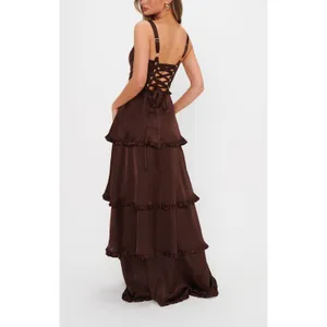 Show Me Your Mumu Lady Corset Dress in Chocolate Luxe Satin M NWT thumbnail 3