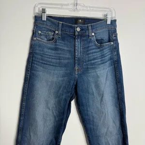 7 For All Mankind High Waist Cropped Straight Jeans Authentic Light Size 27‎ thumbnail 3