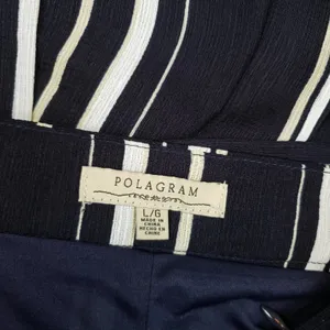 Polagram Navy Blue & White Stripe Split Maxi Skirt Women's Size Large thumbnail 9