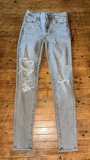 American Eagle destroyed washed gray hi-rise 00 jeggings thumbnail 1